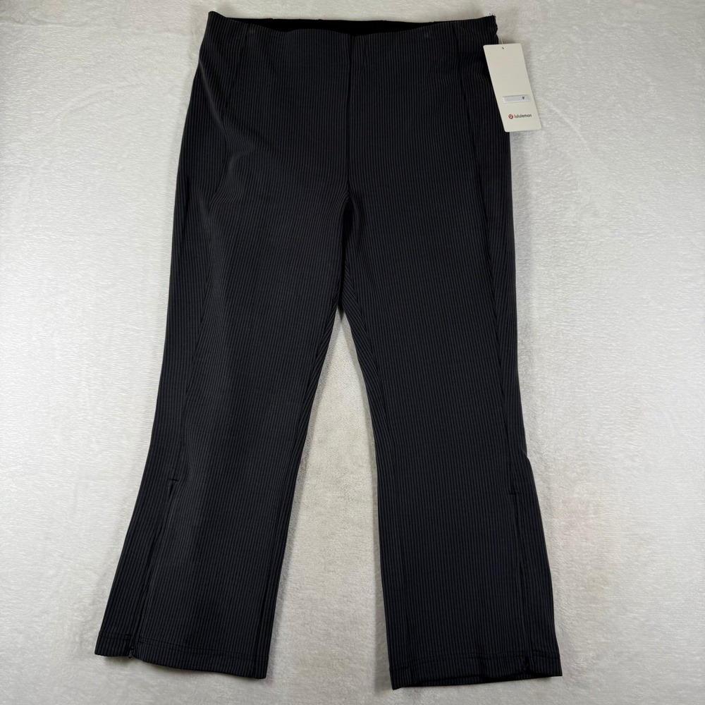 Lululemon Ribbed Softstreme Zip-Leg HR Crop 25 Black Pants 14 LW6CNWS BLK